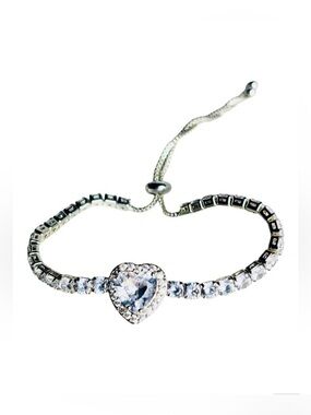 Crystal Heart Bolo Tennis Bracelet – Embellished with Swarovski® Crystals